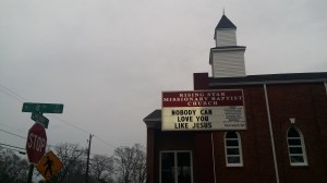 Rising Star Missionary Baptist Church located at the intersection of Cherry and 8th streets, as well as an 8th Street residence, were struck by gunfire in a Saturday evening shooting that left one man injured and dozens of bullets littering the street. Photo credit: Sheila Mathews